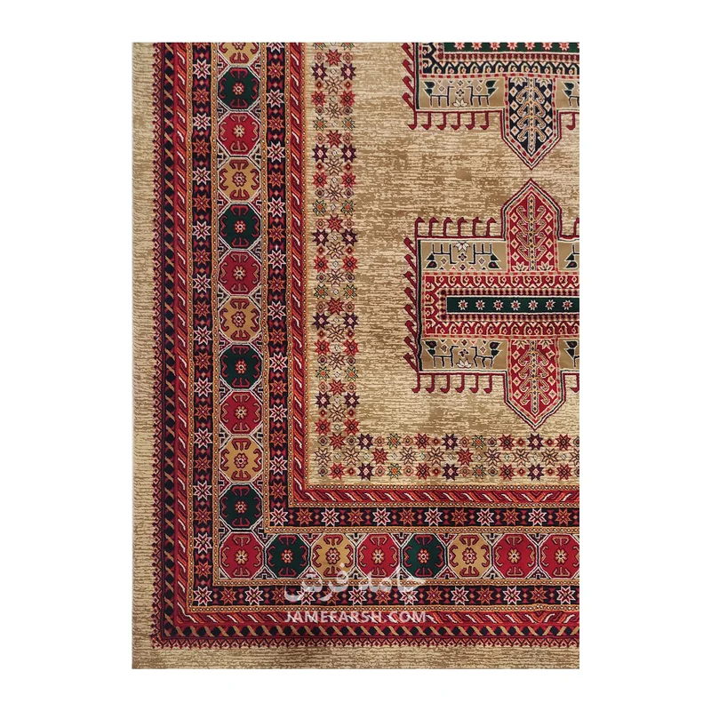 فرش بزرگمهر آریا بلوچی کد 78105، 700 شانه، رنگ گندمی – تصویر 6
