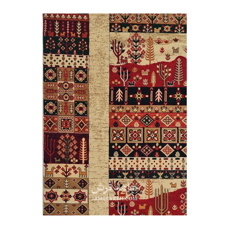 فرش بزرگمهر آریا بلوچی کد 78107، 700 شانه، رنگ گندمی – تصویر 14