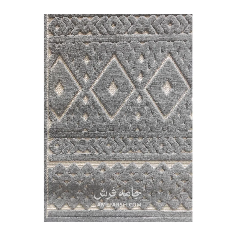 فرش آرمانی دلوکس طرح مدرن کد 5106، 420 شانه، رنگ دودی – تصویر 7