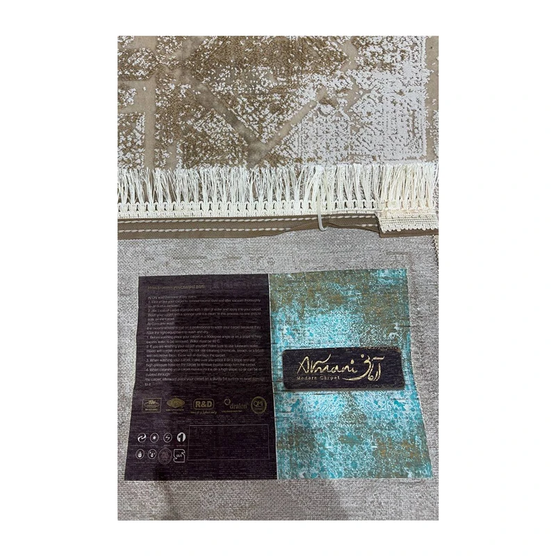 فرش آرمانی طرح مدرن کد 7603، 700 شانه، رنگ کرم – تصویر 5