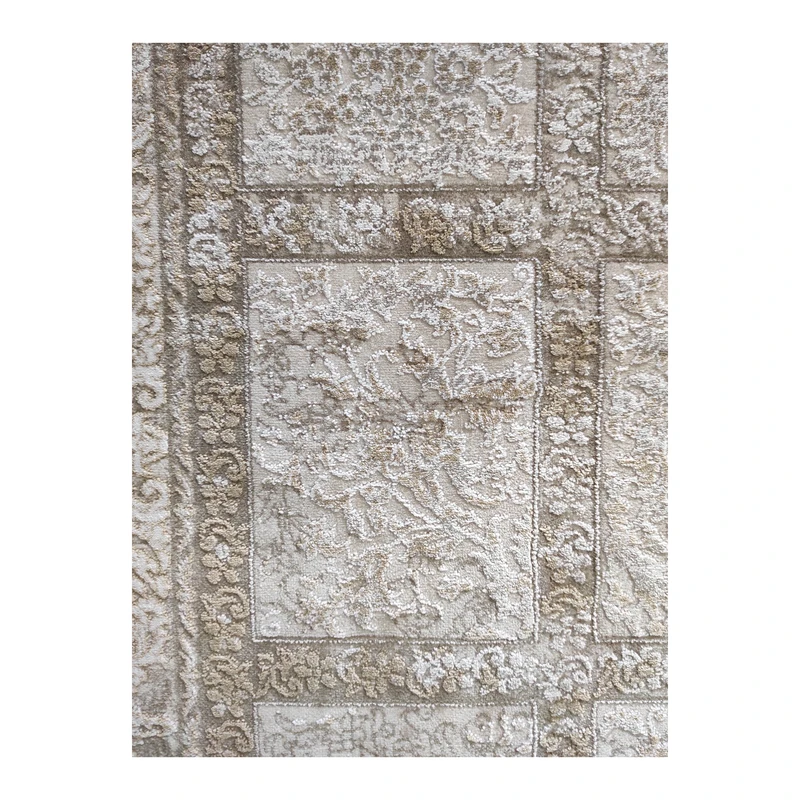فرش آرمانی خشتی کد 7601، 700 شانه، رنگ کرم – تصویر 4