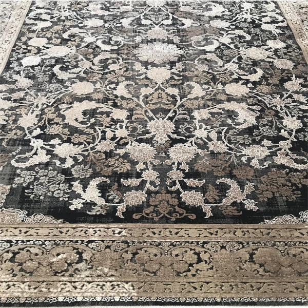 فرش آرمانی طرح مدرن کد 7103، 700 شانه، رنگ زغال سنگی – تصویر 3