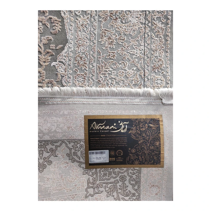 فرش آرمانی طرح مدرن کد 7141، 700 شانه، رنگ طوسی – تصویر 9