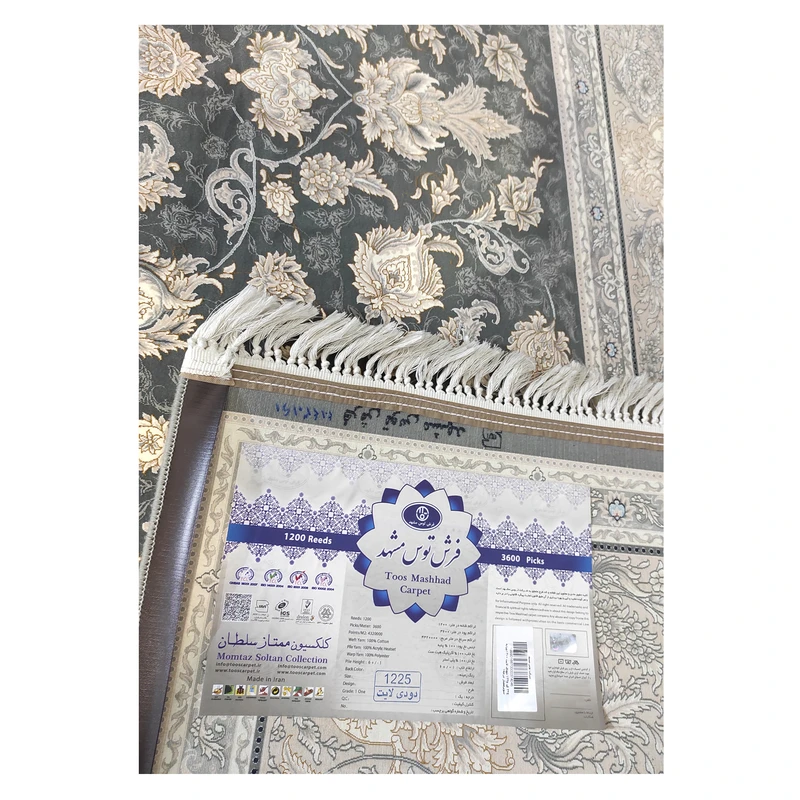 فرش توس مشهد نئوکلاسیک کد 1225، 1200 شانه، رنگ دودی لایت – تصویر 8