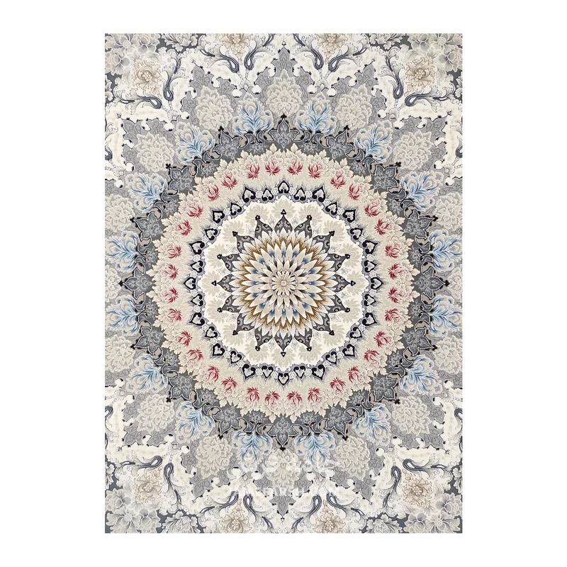فرش توس مشهد افشان کد 1503، 1500 شانه، رنگ دودی لایت – تصویر 4