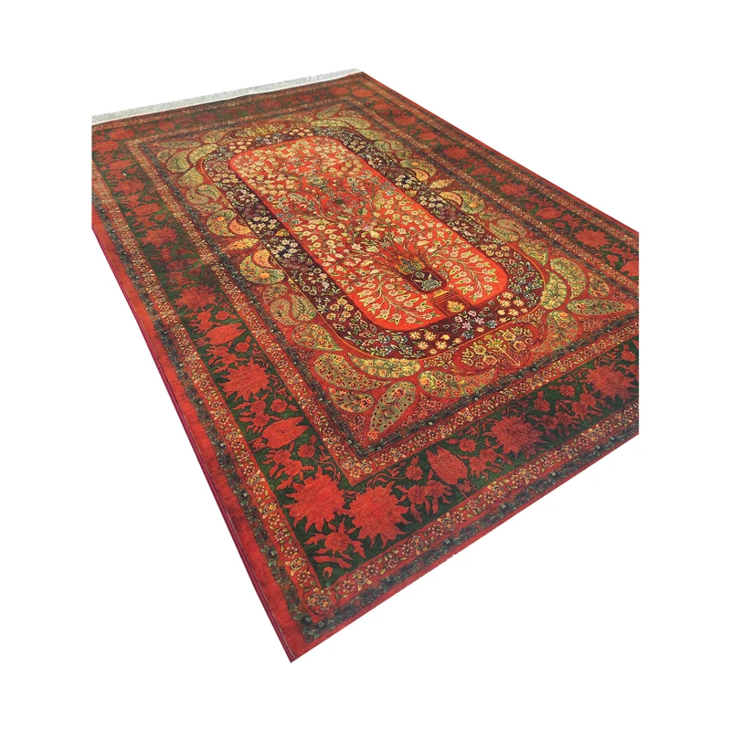 فرش بهراد طرح ابریشمی کد 202733، 700 شانه، رنگ نارنجی – تصویر 3