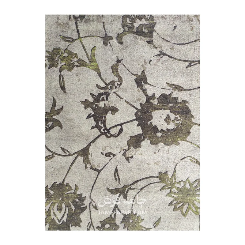 فرش بهراد طرح ابریشمی کد 1009، 1200 شانه، رنگ زیتونی – تصویر 6