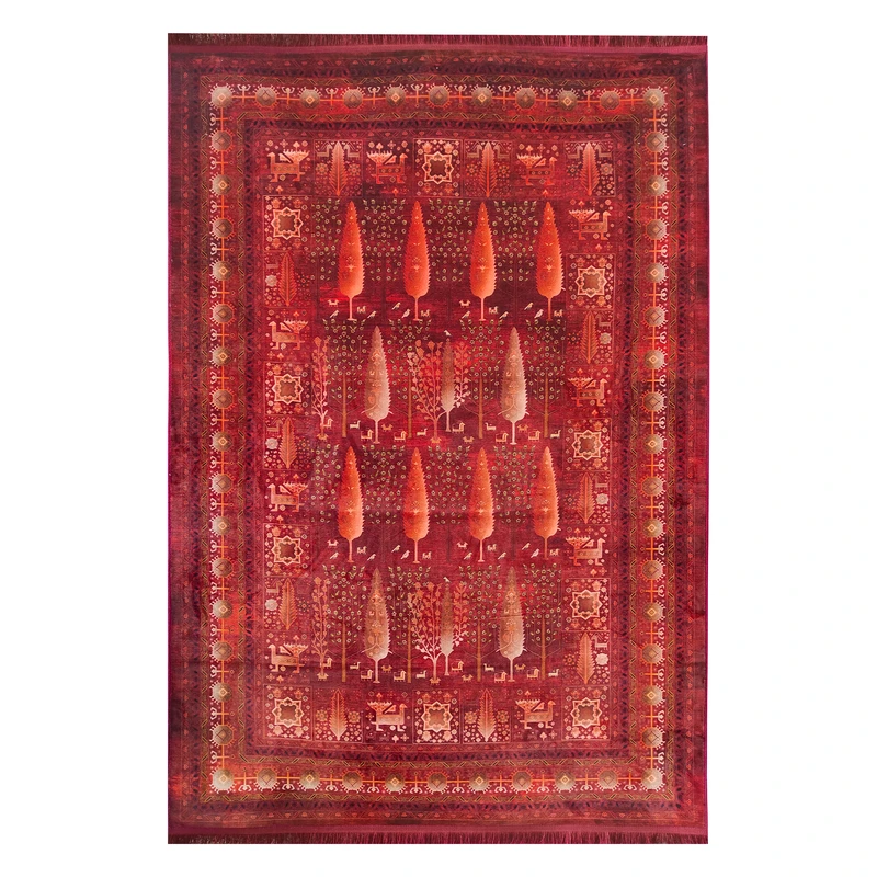 فرش بهراد طرح ابریشمی کد 1027، 1200 شانه، رنگ لاکی – تصویر 2