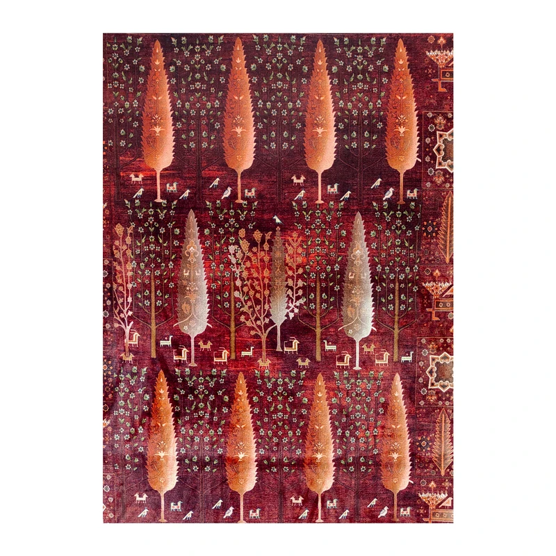 فرش بهراد طرح ابریشمی کد 1027، 1200 شانه، رنگ لاکی – تصویر 3