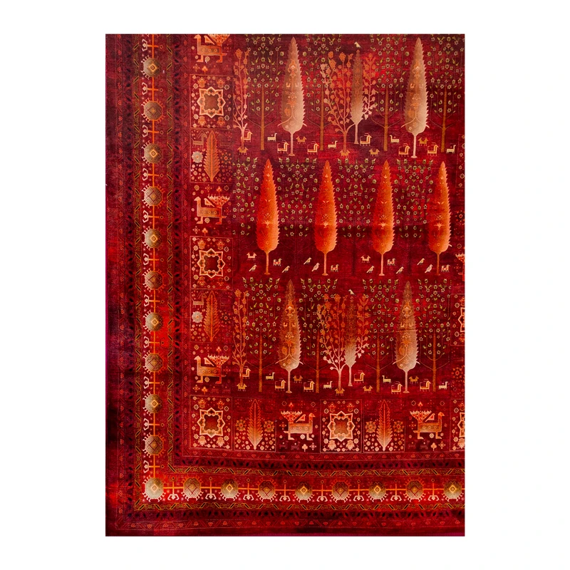 فرش بهراد طرح ابریشمی کد 1027، 1200 شانه، رنگ لاکی – تصویر 7