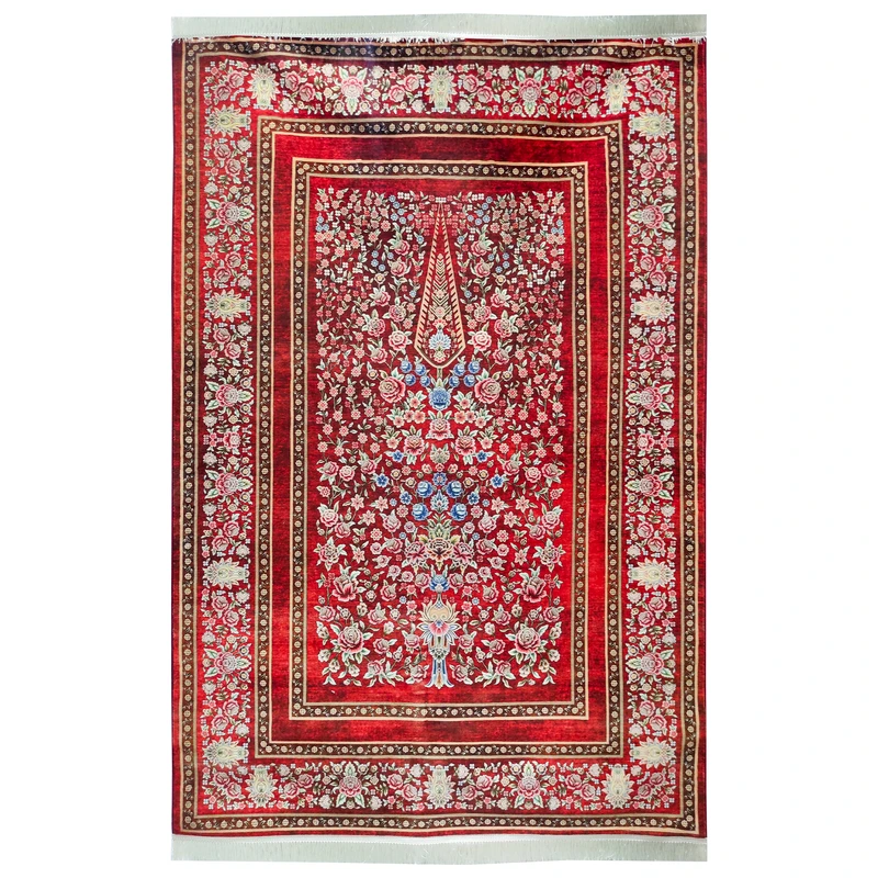 فرش بهراد طرح ابریشمی کد 202754، 1200 شانه، رنگ لاکی – تصویر 2