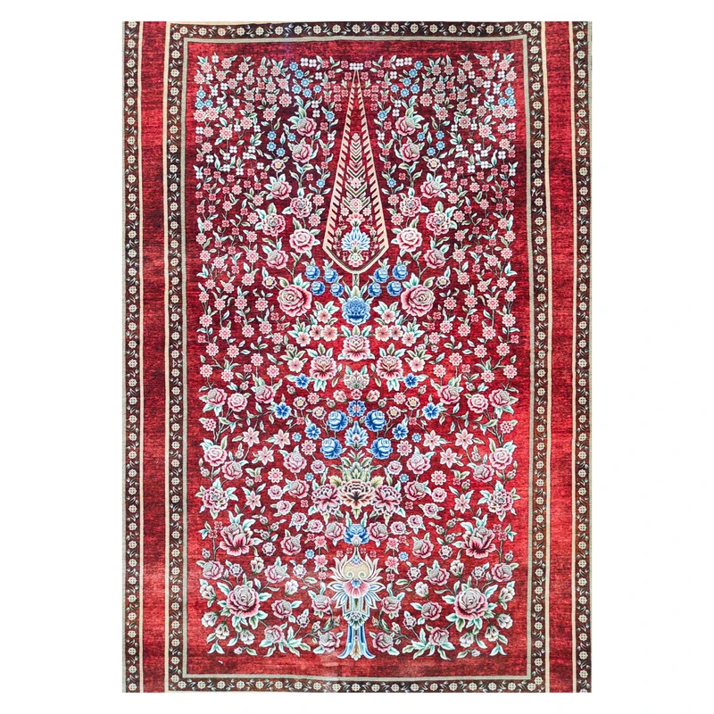 فرش بهراد طرح ابریشمی کد 202754، 1200 شانه، رنگ لاکی – تصویر 3