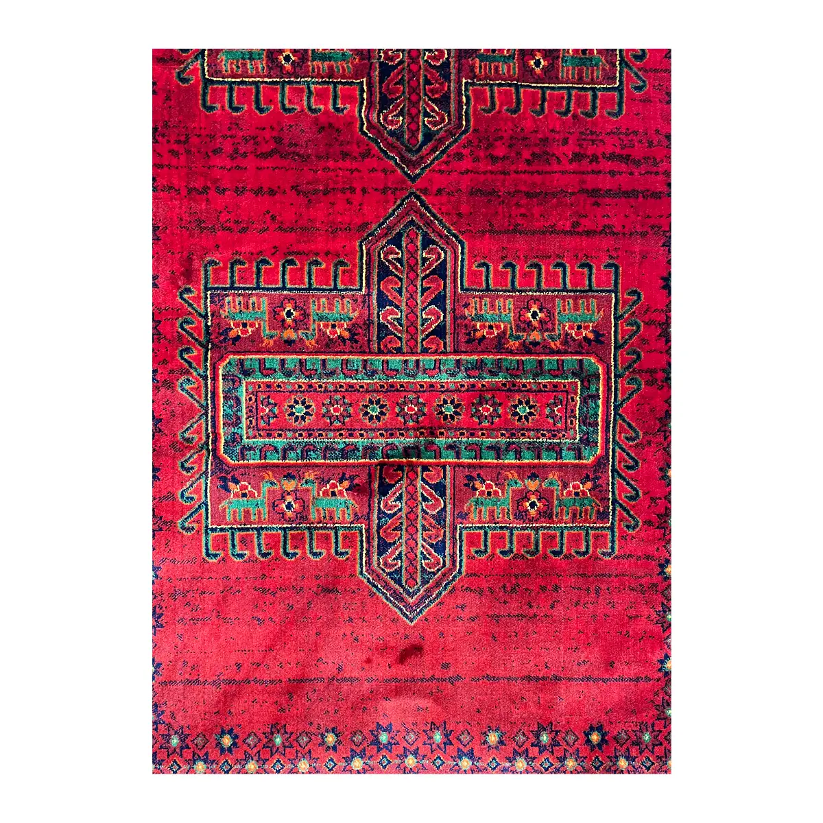 فرش نقش کهن هرمس بلوچی کد 6041، 500 شانه، رنگ لاکی – تصویر 3