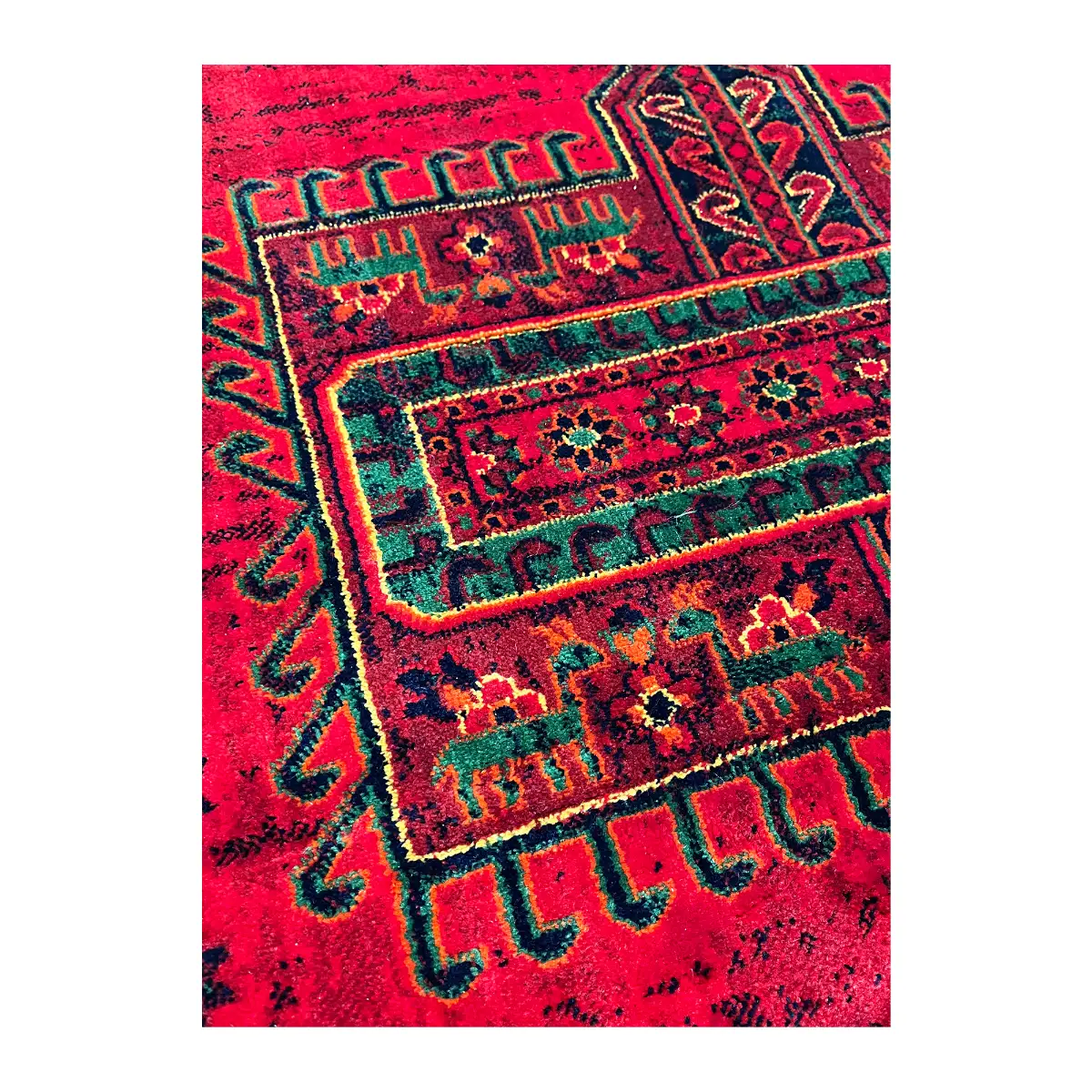 فرش نقش کهن هرمس بلوچی کد 6041، 500 شانه، رنگ لاکی – تصویر 5
