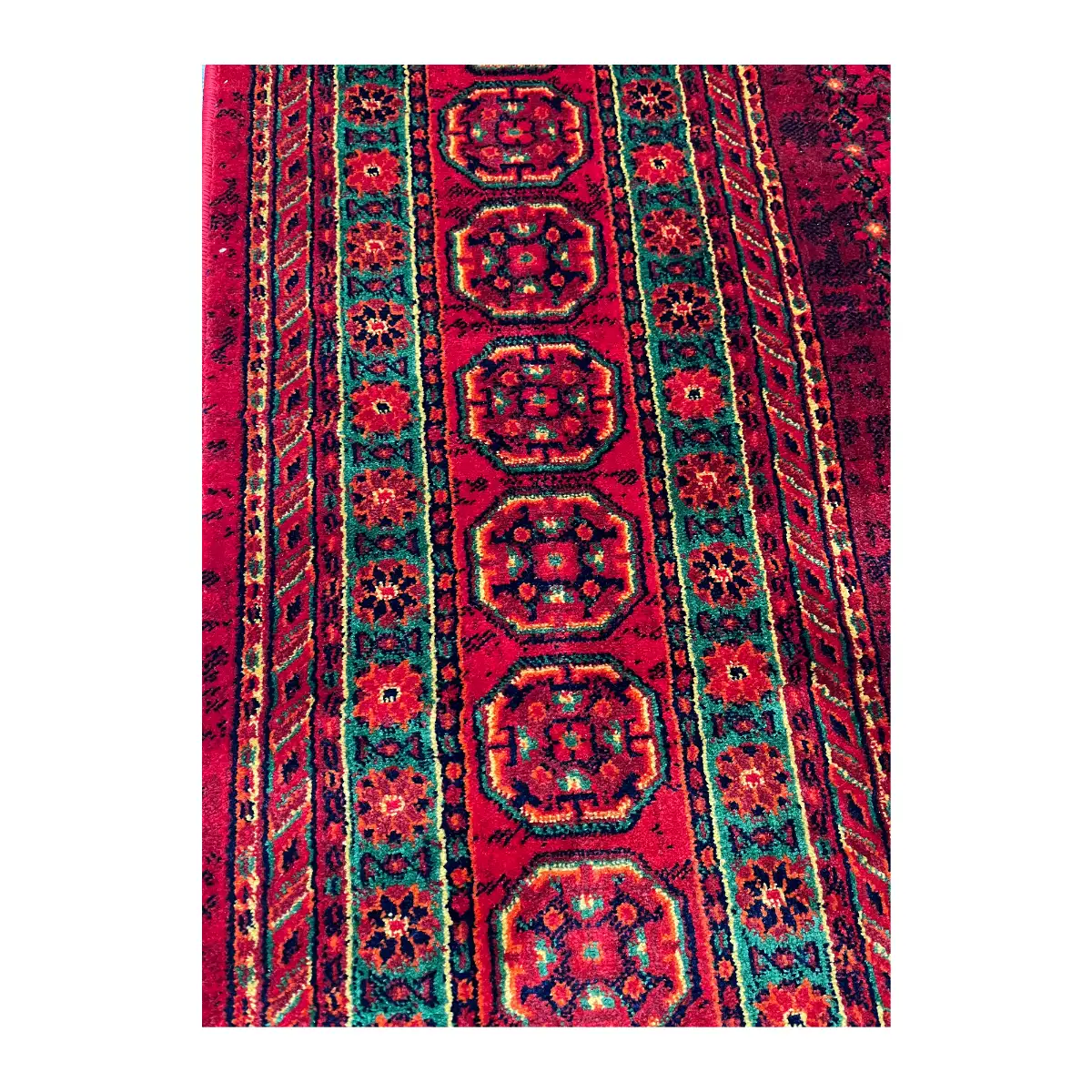 فرش نقش کهن هرمس بلوچی کد 6041، 500 شانه، رنگ لاکی – تصویر 8