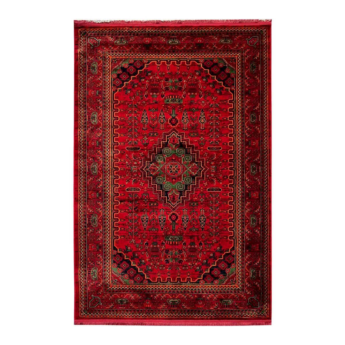 فرش نقش کهن هرمس بلوچی کد 6045، 500 شانه، رنگ لاکی – تصویر 2