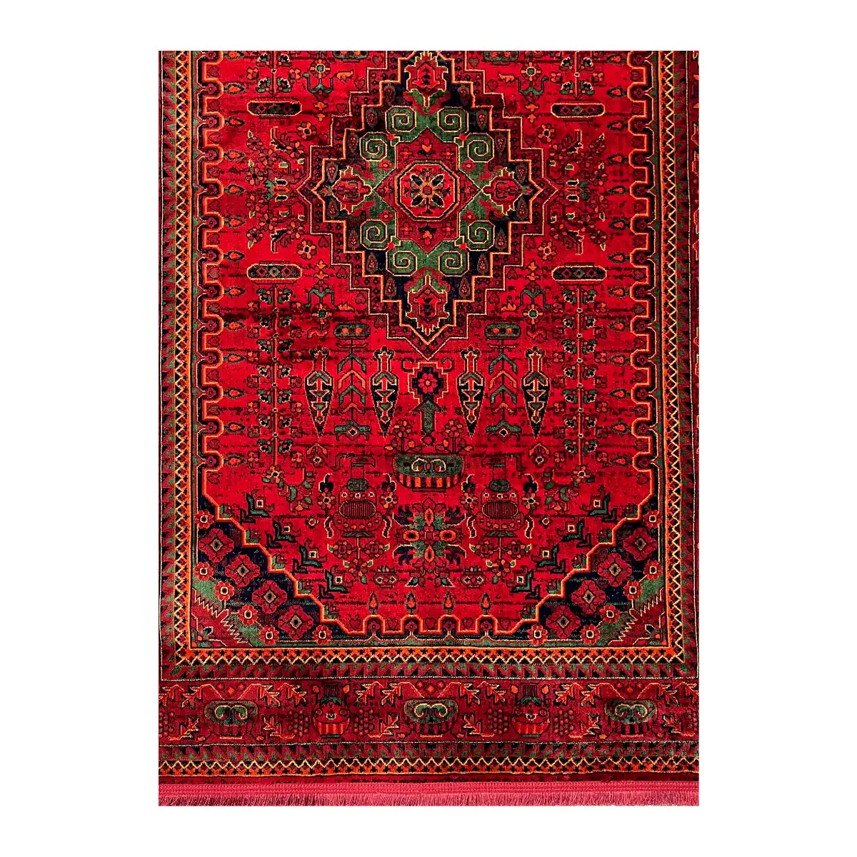 فرش نقش کهن هرمس بلوچی کد 6045، 500 شانه، رنگ لاکی – تصویر 11
