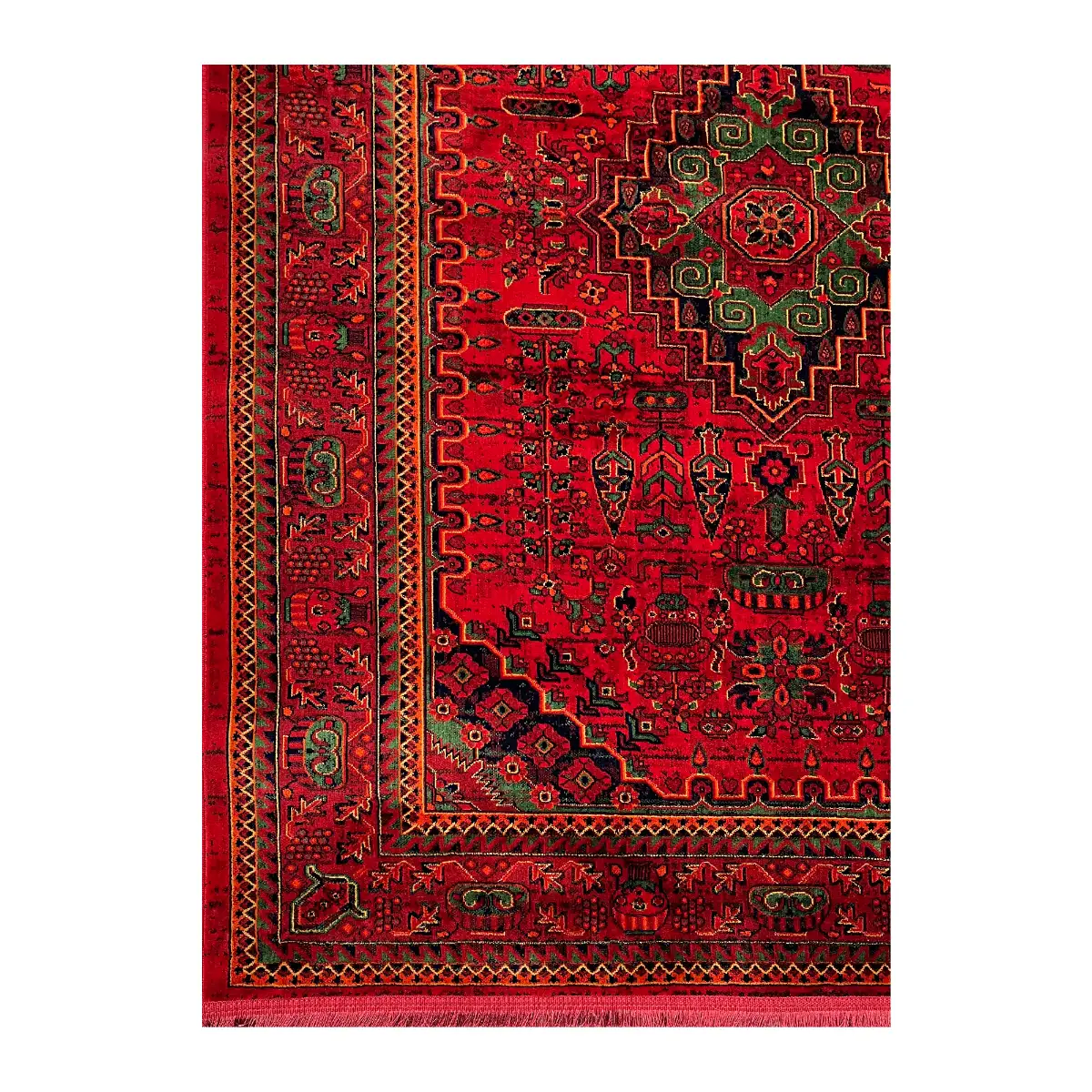 فرش نقش کهن هرمس بلوچی کد 6045، 500 شانه، رنگ لاکی – تصویر 13