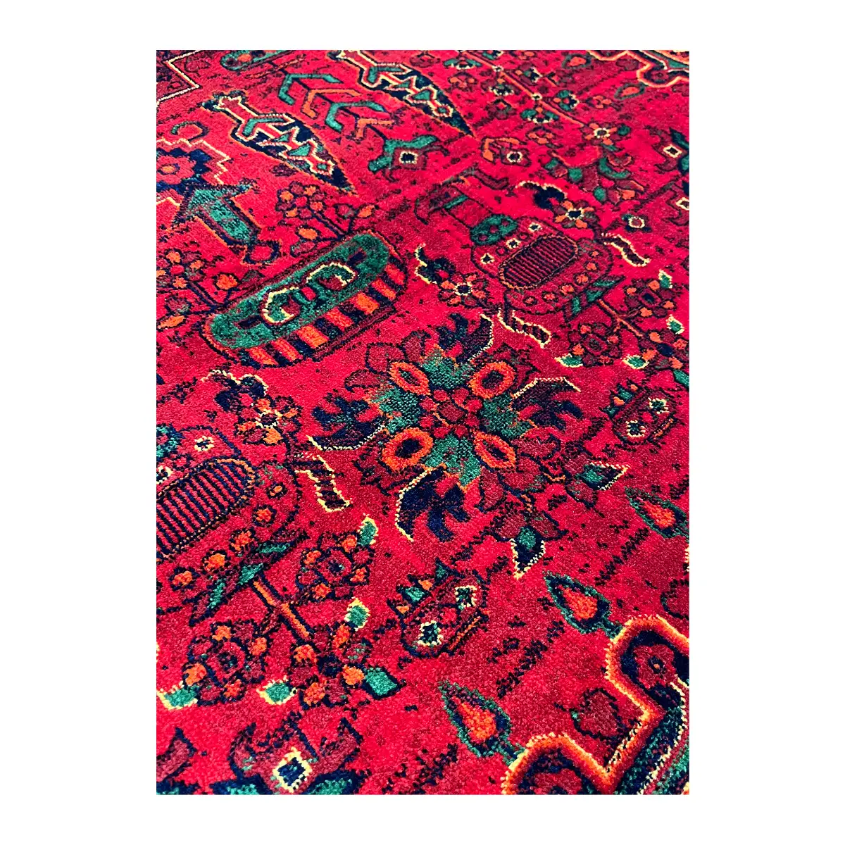 فرش نقش کهن هرمس بلوچی کد 6045، 500 شانه، رنگ لاکی – تصویر 3