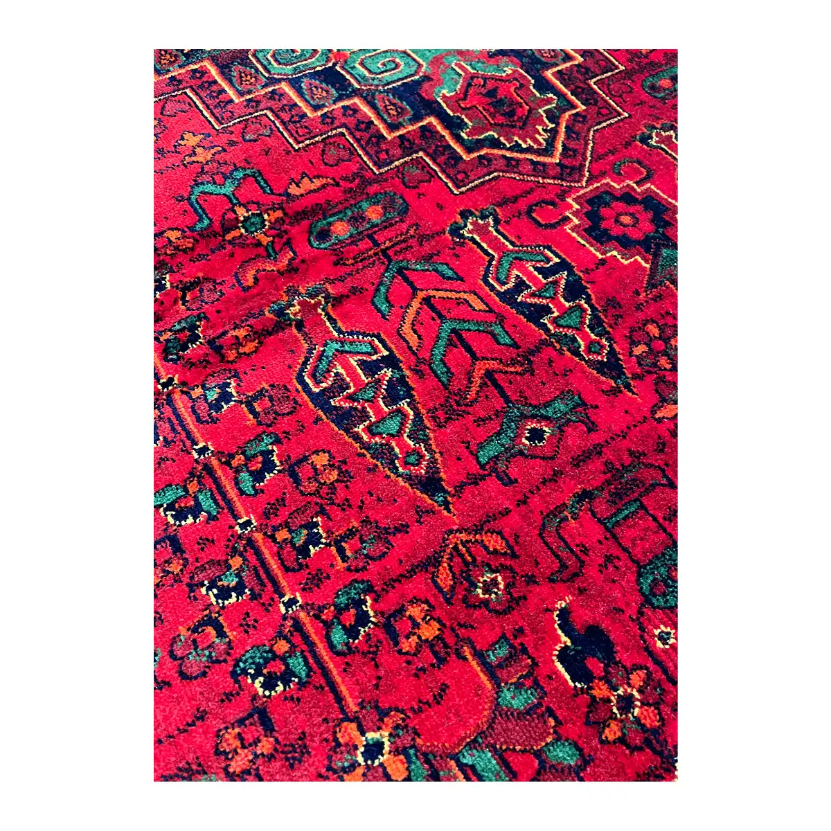 فرش نقش کهن هرمس بلوچی کد 6045، 500 شانه، رنگ لاکی – تصویر 4