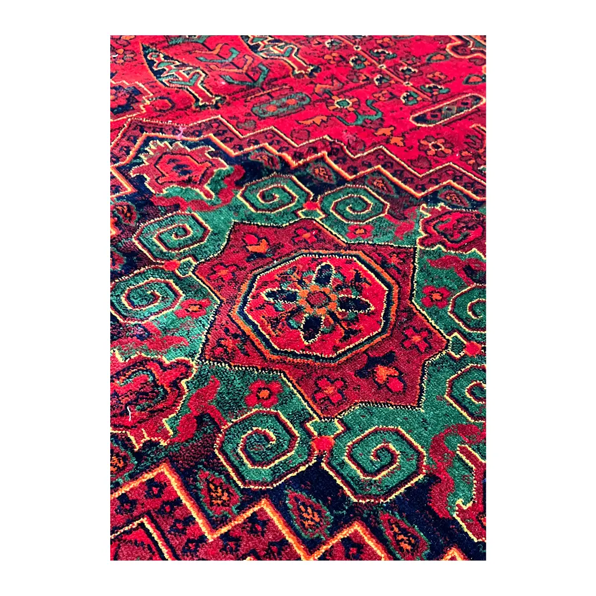 فرش نقش کهن هرمس بلوچی کد 6045، 500 شانه، رنگ لاکی – تصویر 8