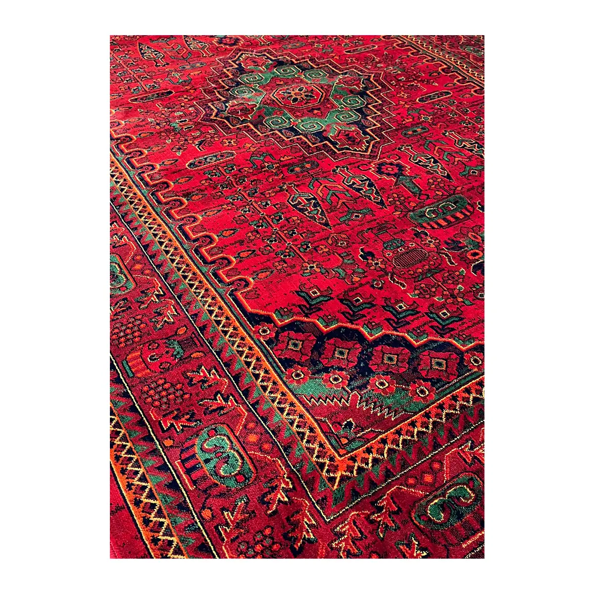 فرش نقش کهن هرمس بلوچی کد 6045، 500 شانه، رنگ لاکی – تصویر 9