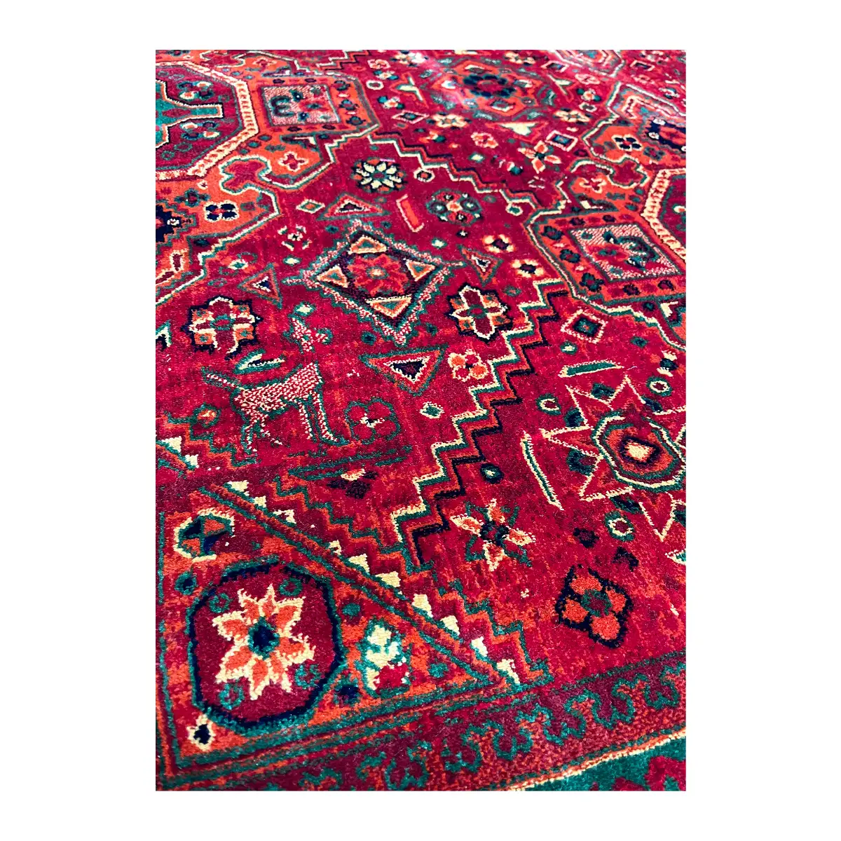 فرش نقش کهن بلوچی کد 6047، 500 شانه، رنگ لاکی – تصویر 3
