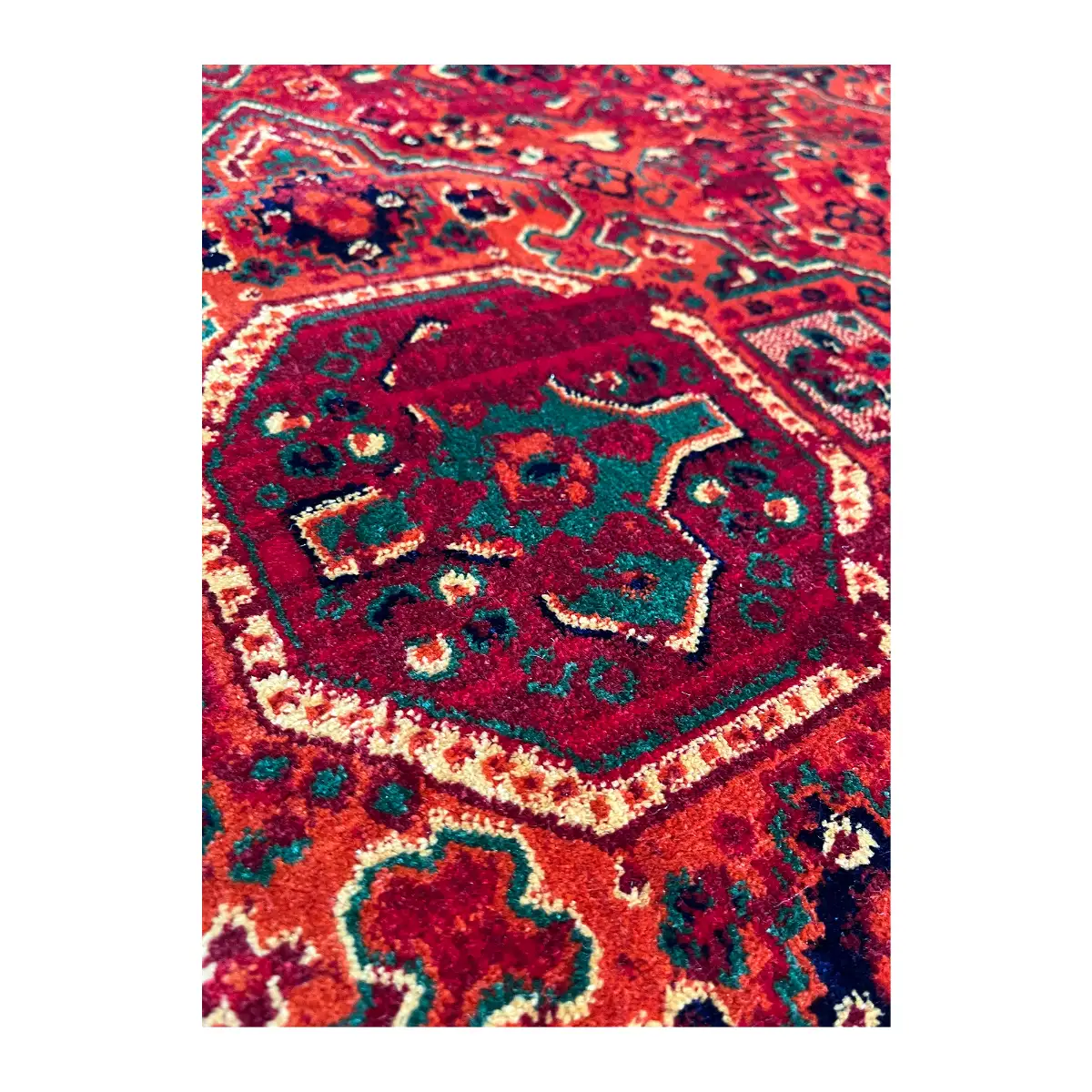 فرش نقش کهن بلوچی کد 6047، 500 شانه، رنگ لاکی – تصویر 5
