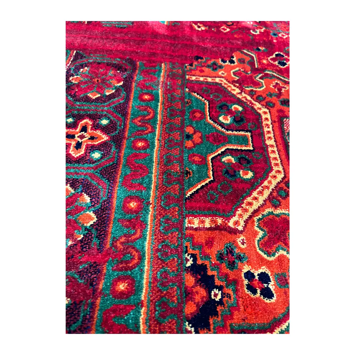 فرش نقش کهن بلوچی کد 6047، 500 شانه، رنگ لاکی – تصویر 6
