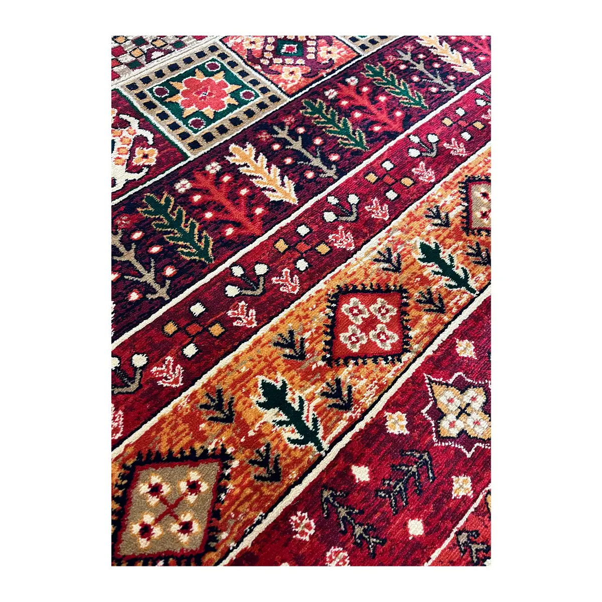 فرش بزرگمهر بلوچی کد 78102، 700 شانه، رنگ لاکی – تصویر 6