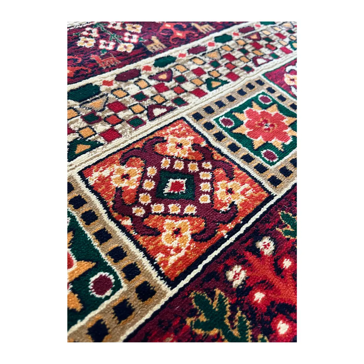 فرش بزرگمهر بلوچی کد 78102، 700 شانه، رنگ لاکی – تصویر 7