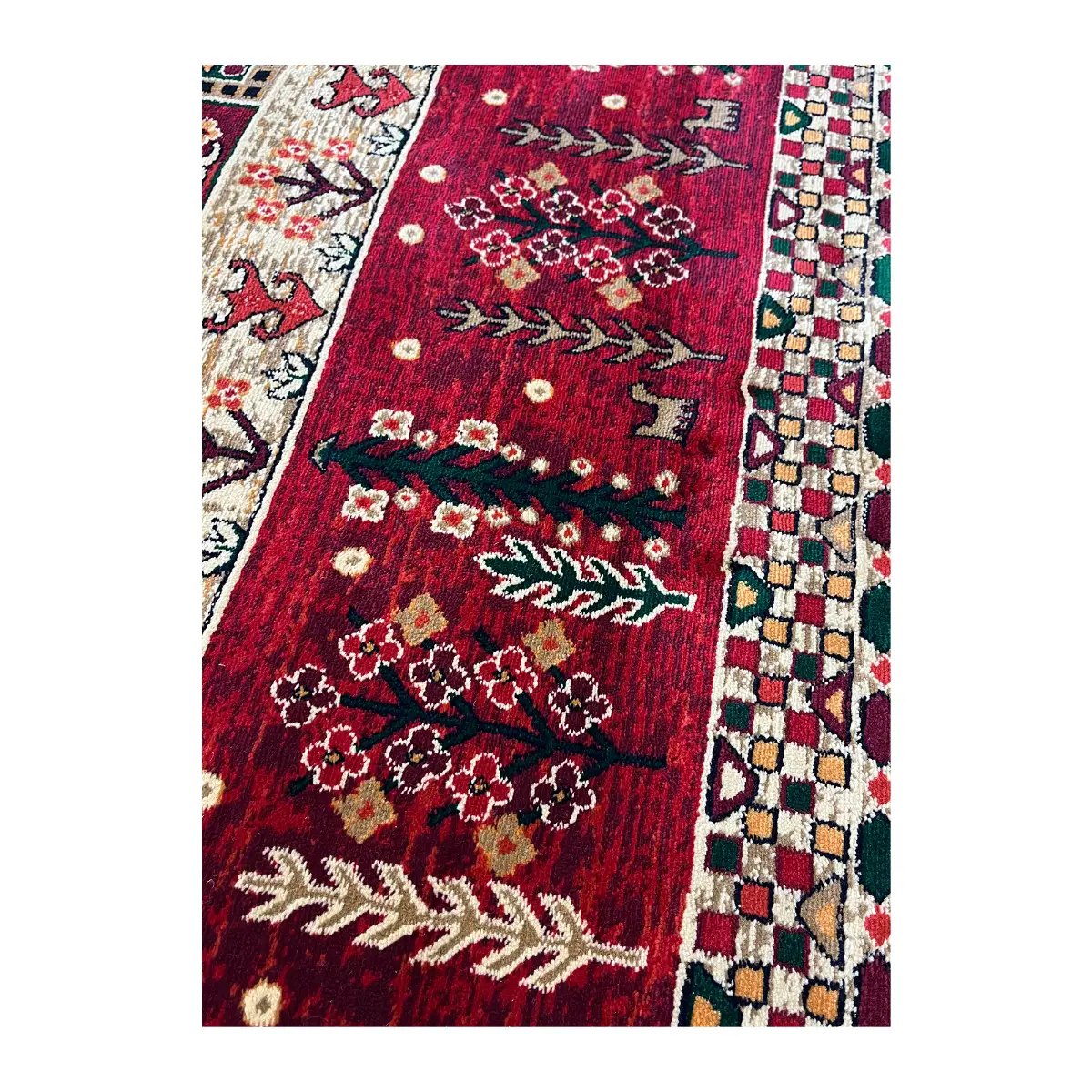 فرش بزرگمهر بلوچی کد 78102، 700 شانه، رنگ لاکی – تصویر 8