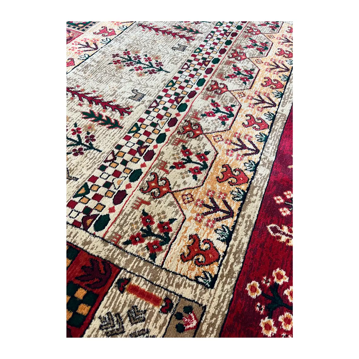 فرش بزرگمهر بلوچی کد 78102، 700 شانه، رنگ گندمی – تصویر 6