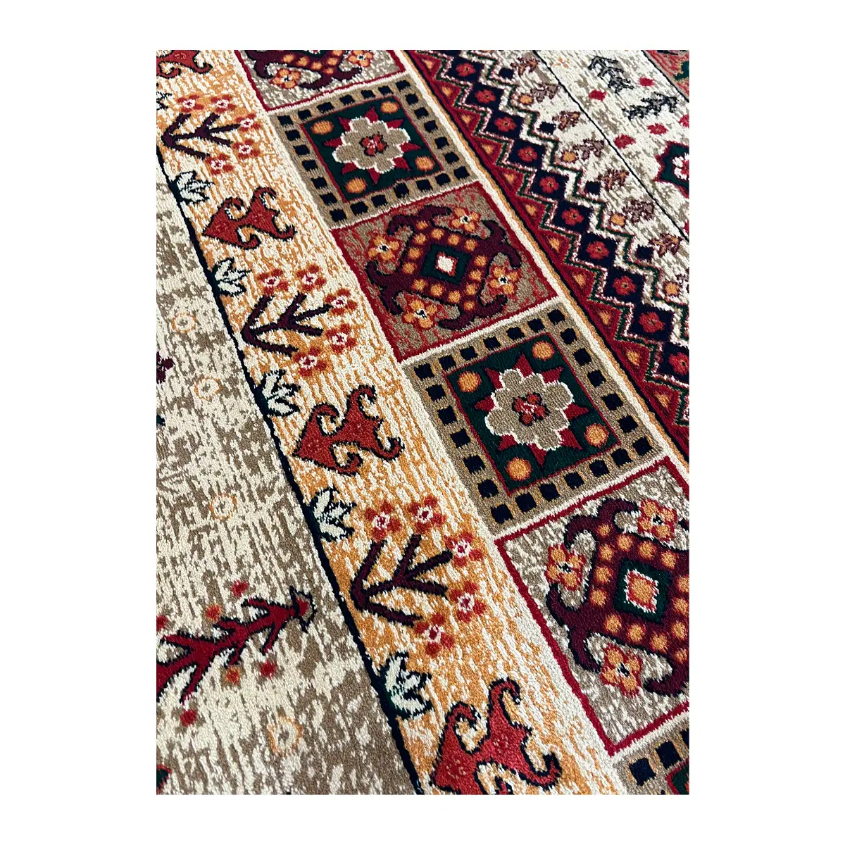 فرش بزرگمهر بلوچی کد 78102، 700 شانه، رنگ گندمی – تصویر 8