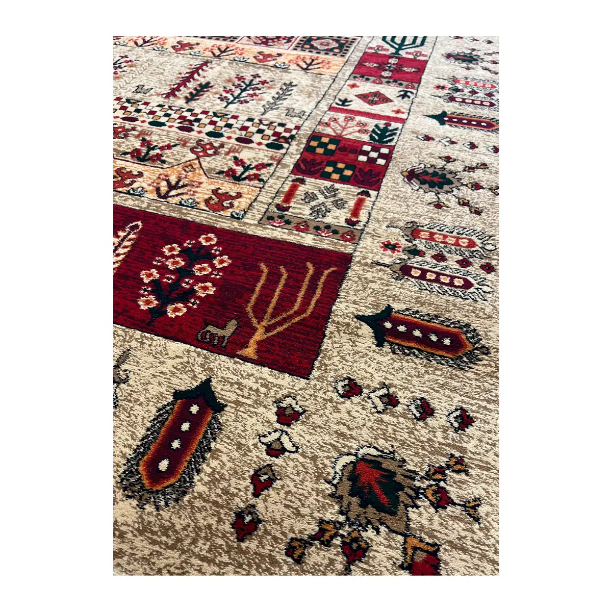فرش بزرگمهر بلوچی کد 78102، 700 شانه، رنگ گندمی – تصویر 9