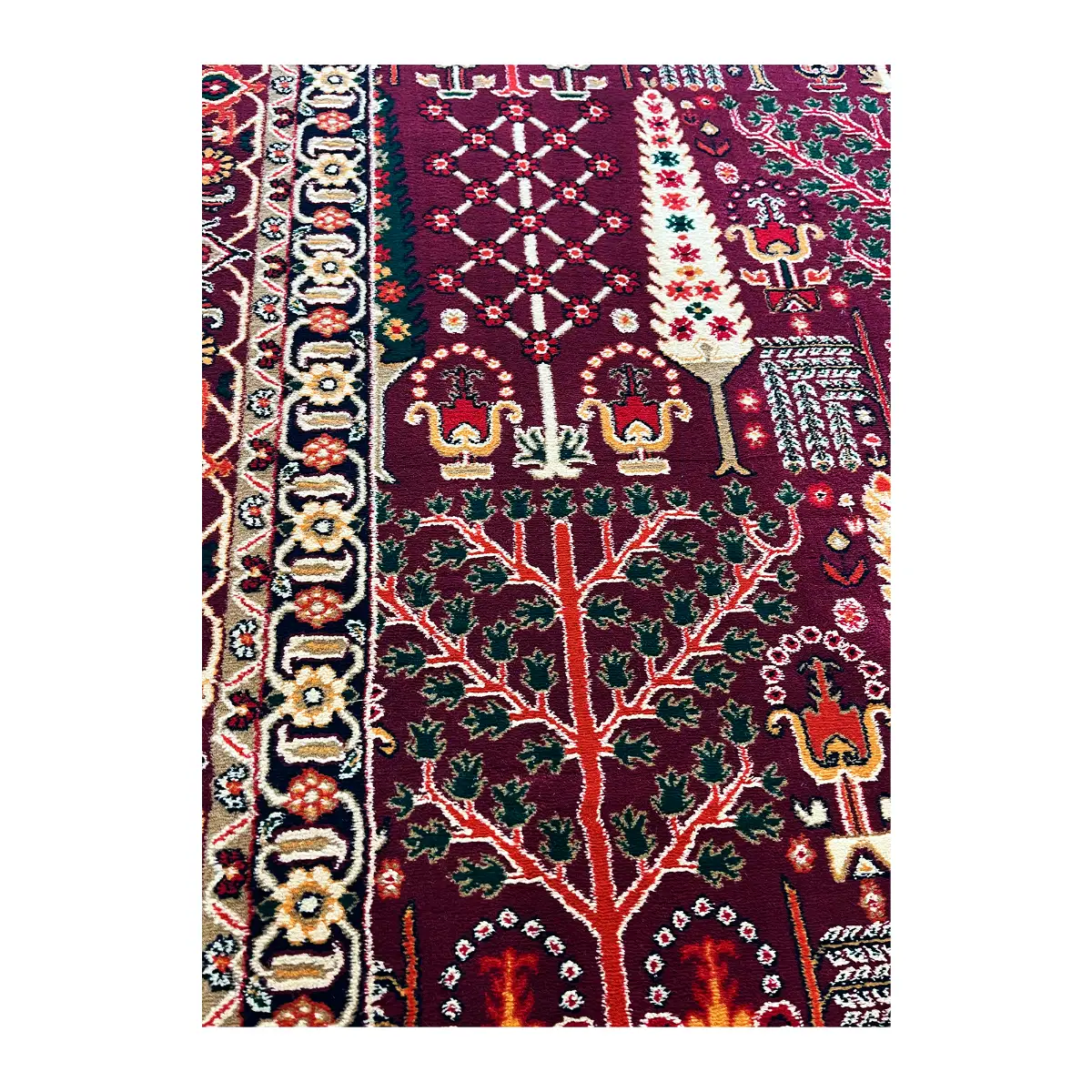 فرش بزرگمهر بلوچی کد 78117، 700 شانه، رنگ لاکی – تصویر 3