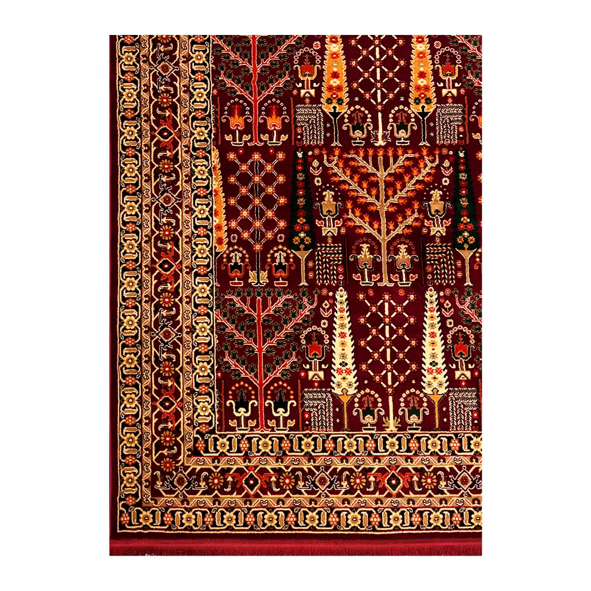 فرش بزرگمهر بلوچی کد 78117، 700 شانه، رنگ لاکی – تصویر 12
