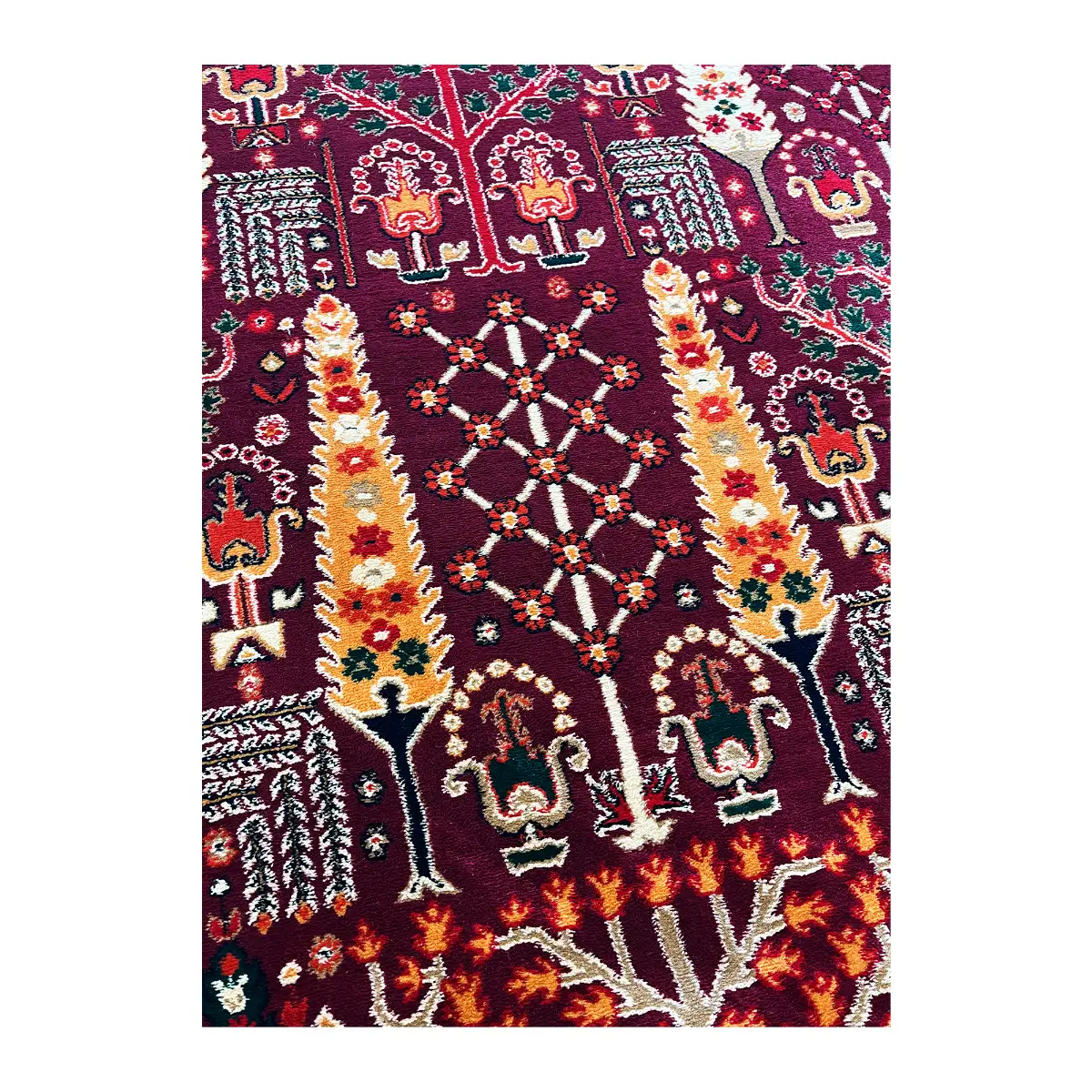 فرش بزرگمهر بلوچی کد 78117، 700 شانه، رنگ لاکی – تصویر 5