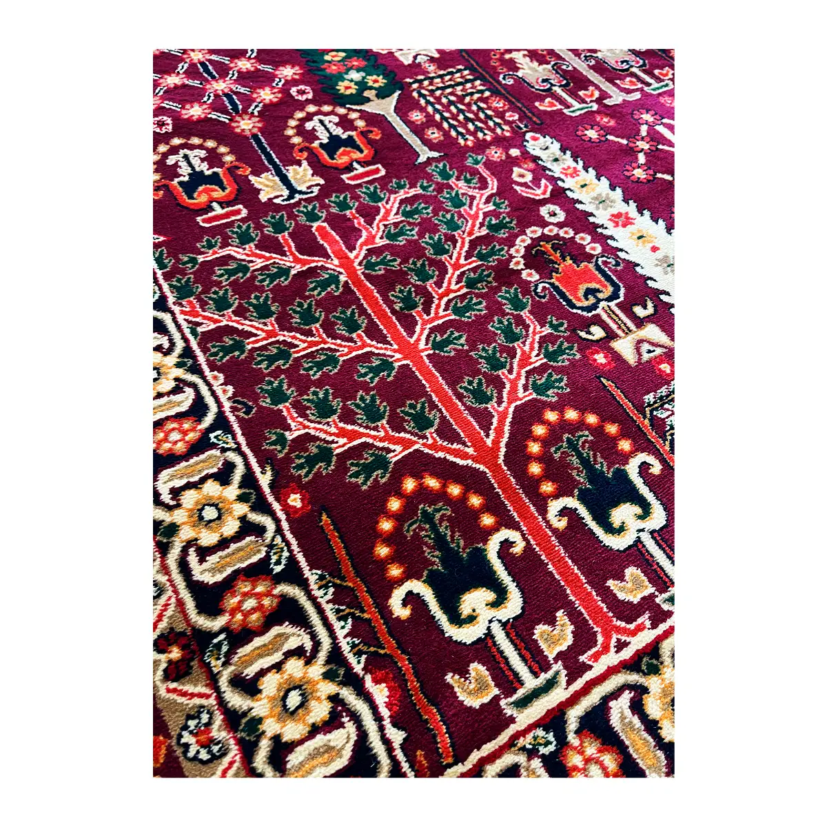 فرش بزرگمهر بلوچی کد 78117، 700 شانه، رنگ لاکی – تصویر 6