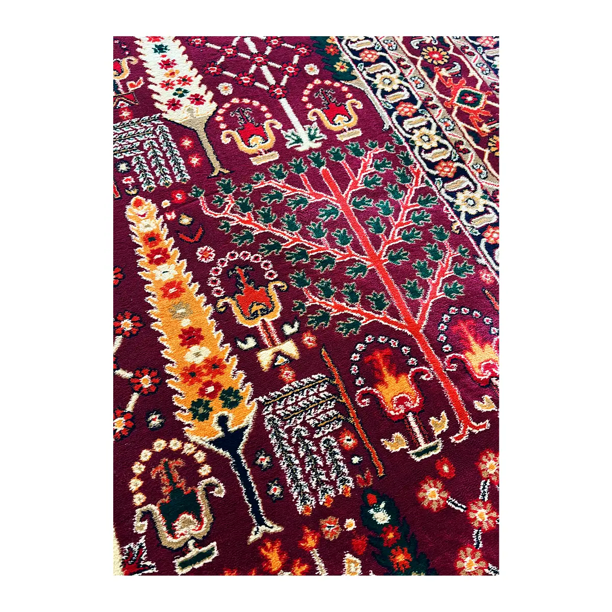 فرش بزرگمهر بلوچی کد 78117، 700 شانه، رنگ لاکی – تصویر 7