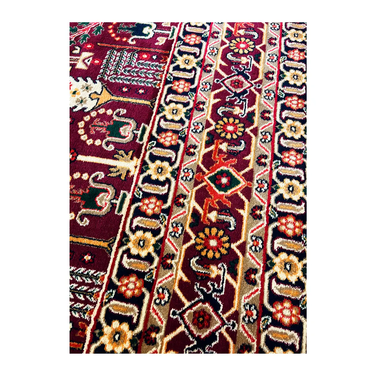 فرش بزرگمهر بلوچی کد 78117، 700 شانه، رنگ لاکی – تصویر 8