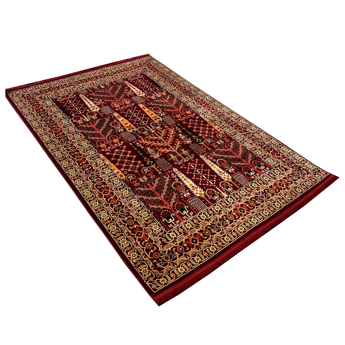 فرش بزرگمهر بلوچی کد 78117، 700 شانه، رنگ لاکی – تصویر 9