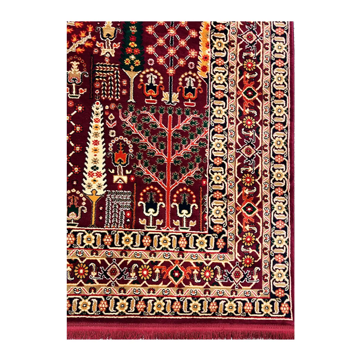 فرش بزرگمهر بلوچی کد 78117، 700 شانه، رنگ لاکی – تصویر 10