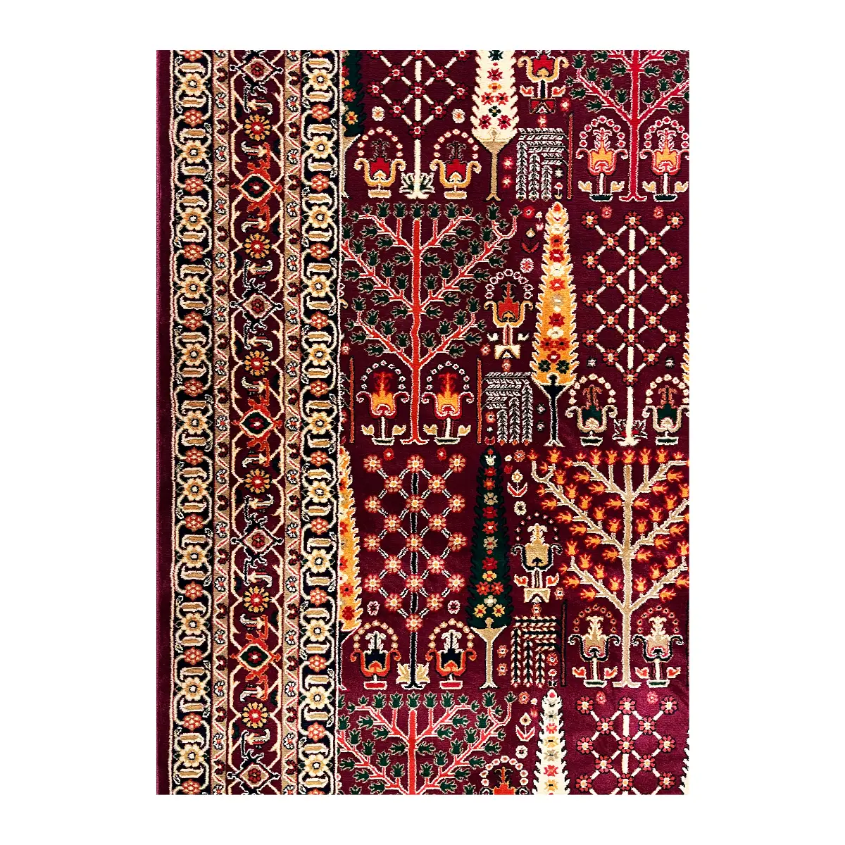 فرش بزرگمهر بلوچی کد 78117، 700 شانه، رنگ لاکی – تصویر 11