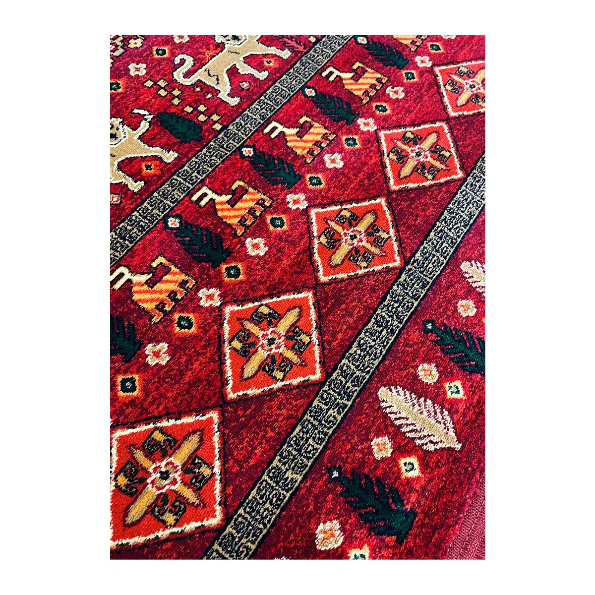 فرش بزرگمهر آریا بلوچی کد 78119، 700 شانه، رنگ لاکی – تصویر 3
