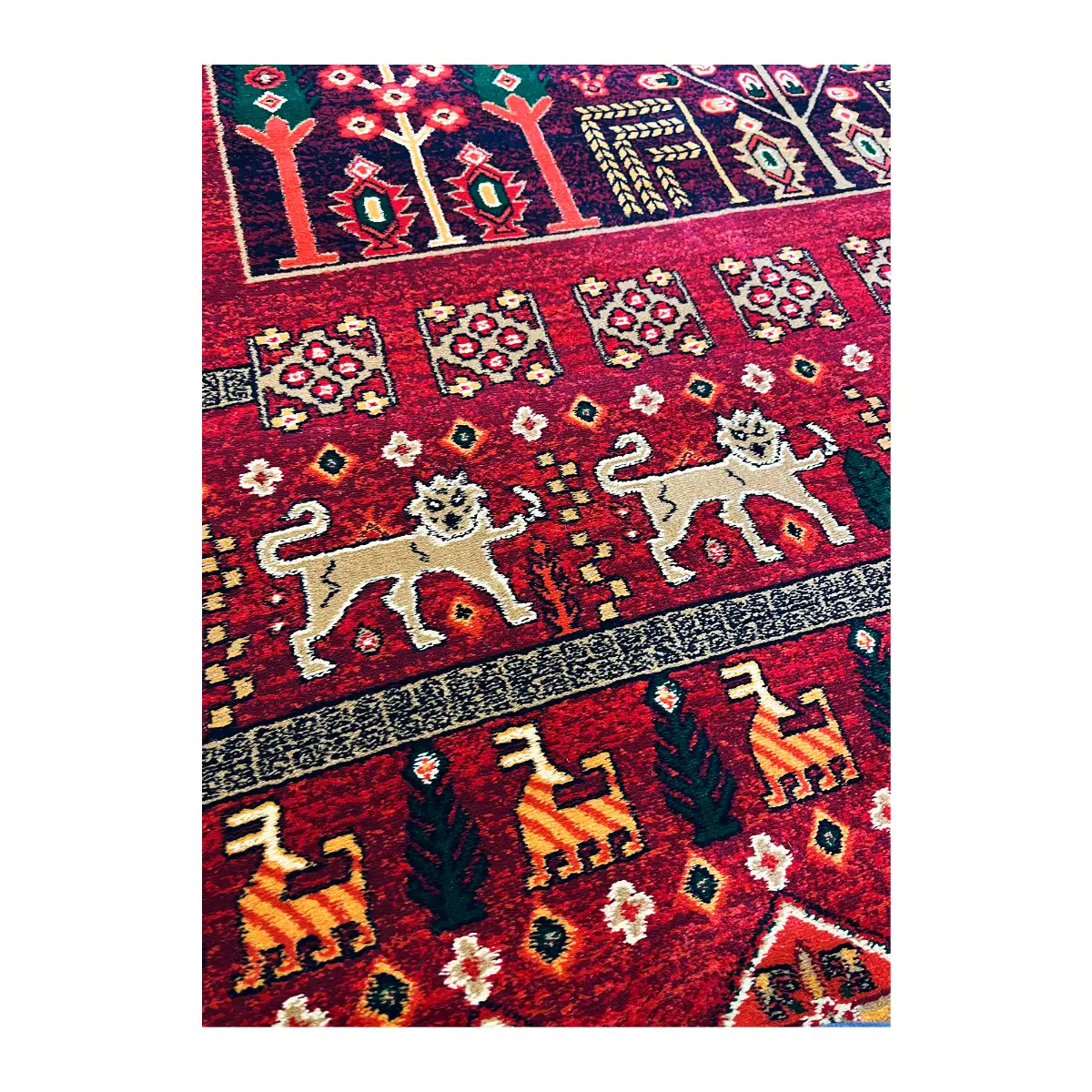 فرش بزرگمهر آریا بلوچی کد 78119، 700 شانه، رنگ لاکی – تصویر 4