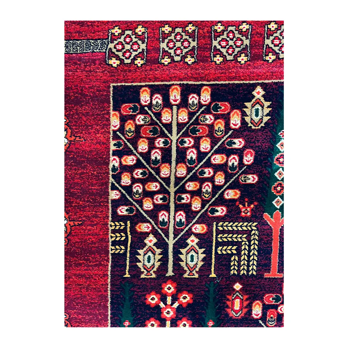 فرش بزرگمهر آریا بلوچی کد 78119، 700 شانه، رنگ لاکی – تصویر 5