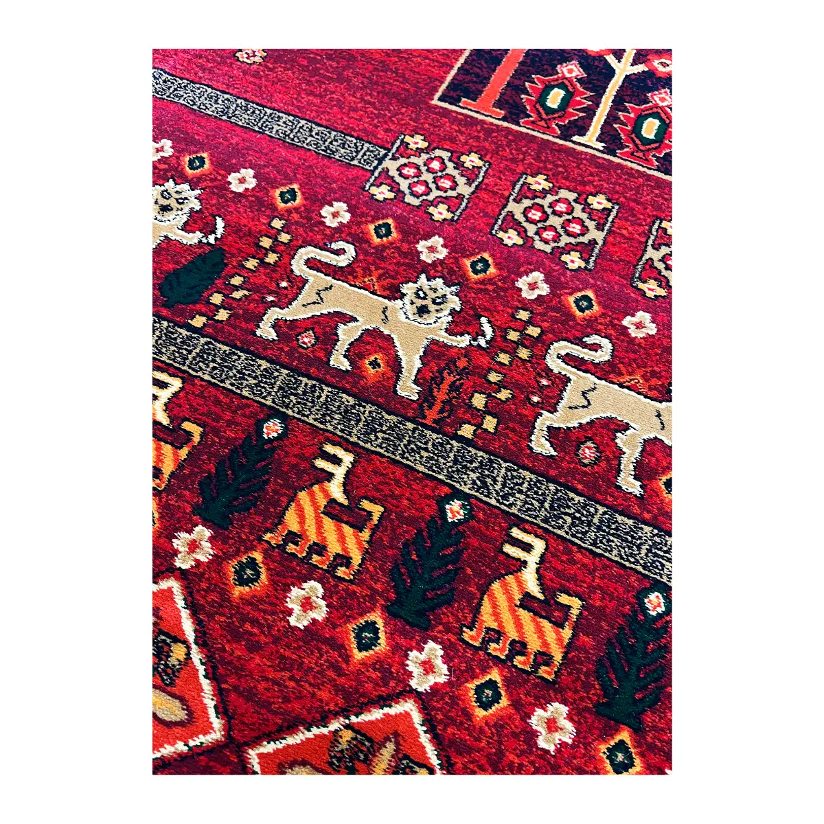 فرش بزرگمهر آریا بلوچی کد 78119، 700 شانه، رنگ لاکی – تصویر 9