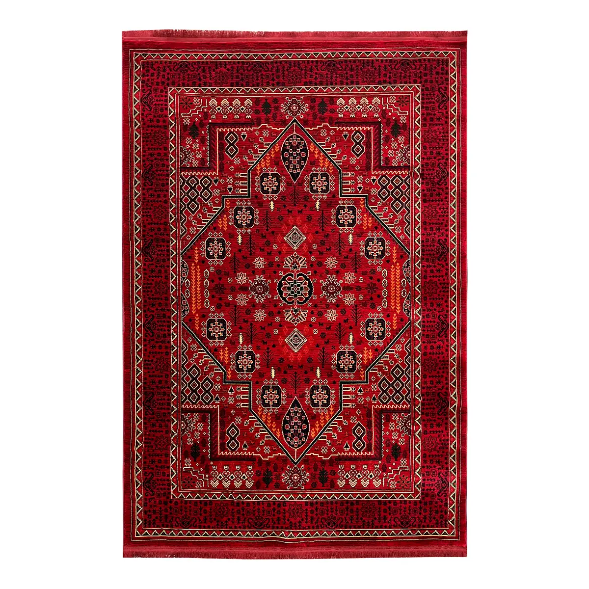 فرش بزرگمهر بلوچی کد 78163، 700 شانه، رنگ لاکی – تصویر 2
