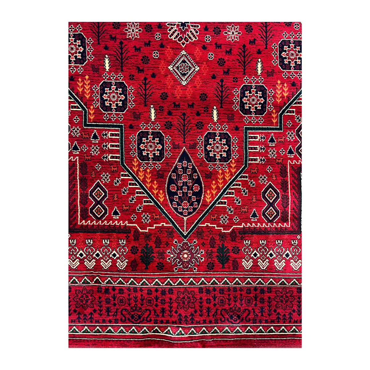 فرش بزرگمهر بلوچی کد 78163، 700 شانه، رنگ لاکی – تصویر 3